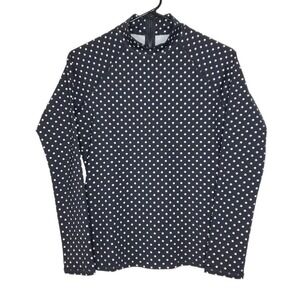 Garnet Hill Womns Sz S Black Polka Dot Swim Rash Guard Zip Back Long Sleeve Top